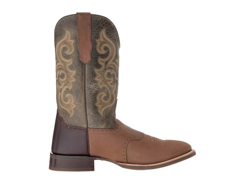 Old West Cowboy Boots Mens Broad Round Rubber Chocolate Barnwood 5703 Sz 11 - 第 1/4 張圖片