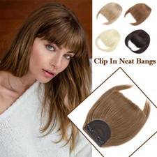 Thin Neat Bangs Thick Clip in Fringe As Human Hair Extensions Front Hairpiece US