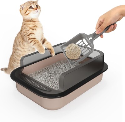 Teflon Coated Super Sized Cat Liter Box Anti Scatter Top Litter Box Oder Control