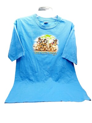 Cygnus Meerkats Africa Tee Shirt Blue Size Large ''Live Laugh Love''