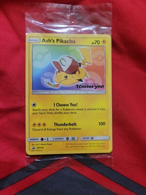 Pokemon Ash's Pikachu SM108 Black Star Promo Card - "I Choose You" Sealed  Near Mint