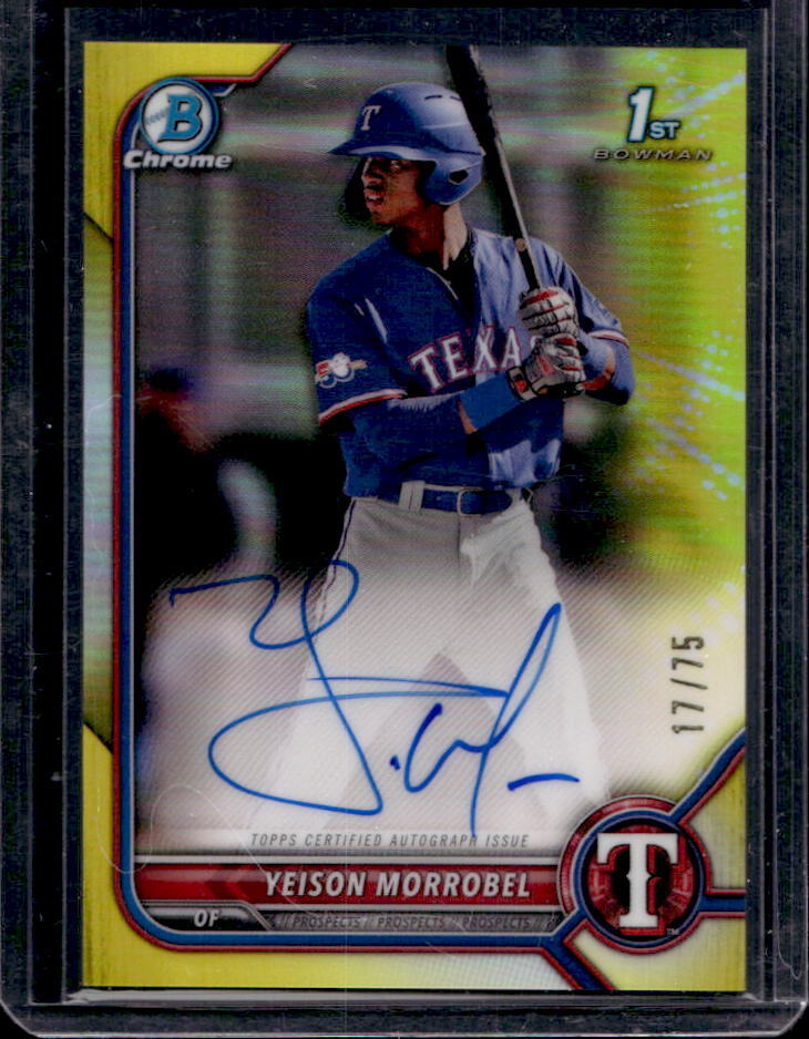 2022 Bowman Chrome Yeison Morrobel Prospect Auto Yellow Refractor 1st #17/75