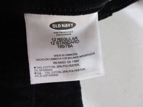 Old Navy Pants Womens 12 Black Velvet Straight Leg Rock Star Flat Front Cotton - Picture 7 of 10
