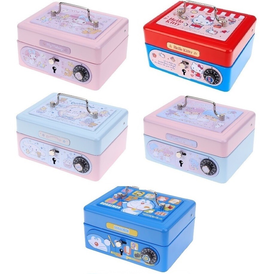 Sanrio/Doraemon Cash Box Coin Money Safe Bank Jewelry Storage Tin