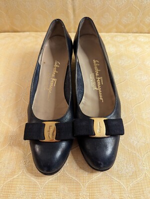 Salvatore Ferragamo Women's Shoes Lillaz Navy Calf Leather