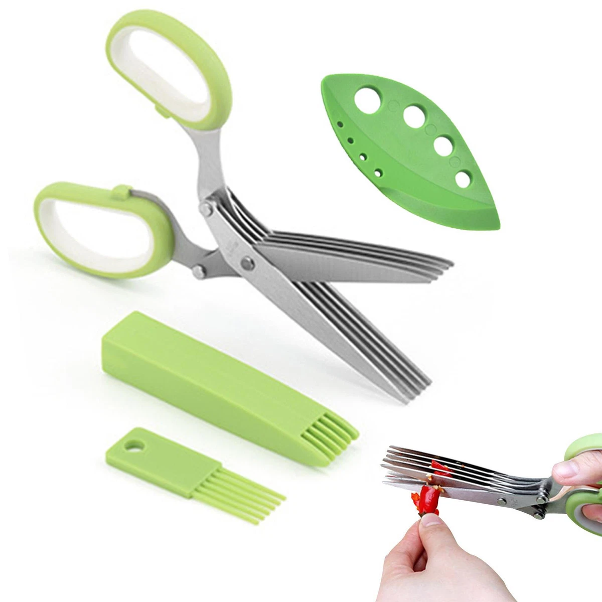 1set Herb Cutting Shears Herb Scissors Set With 5 Blades