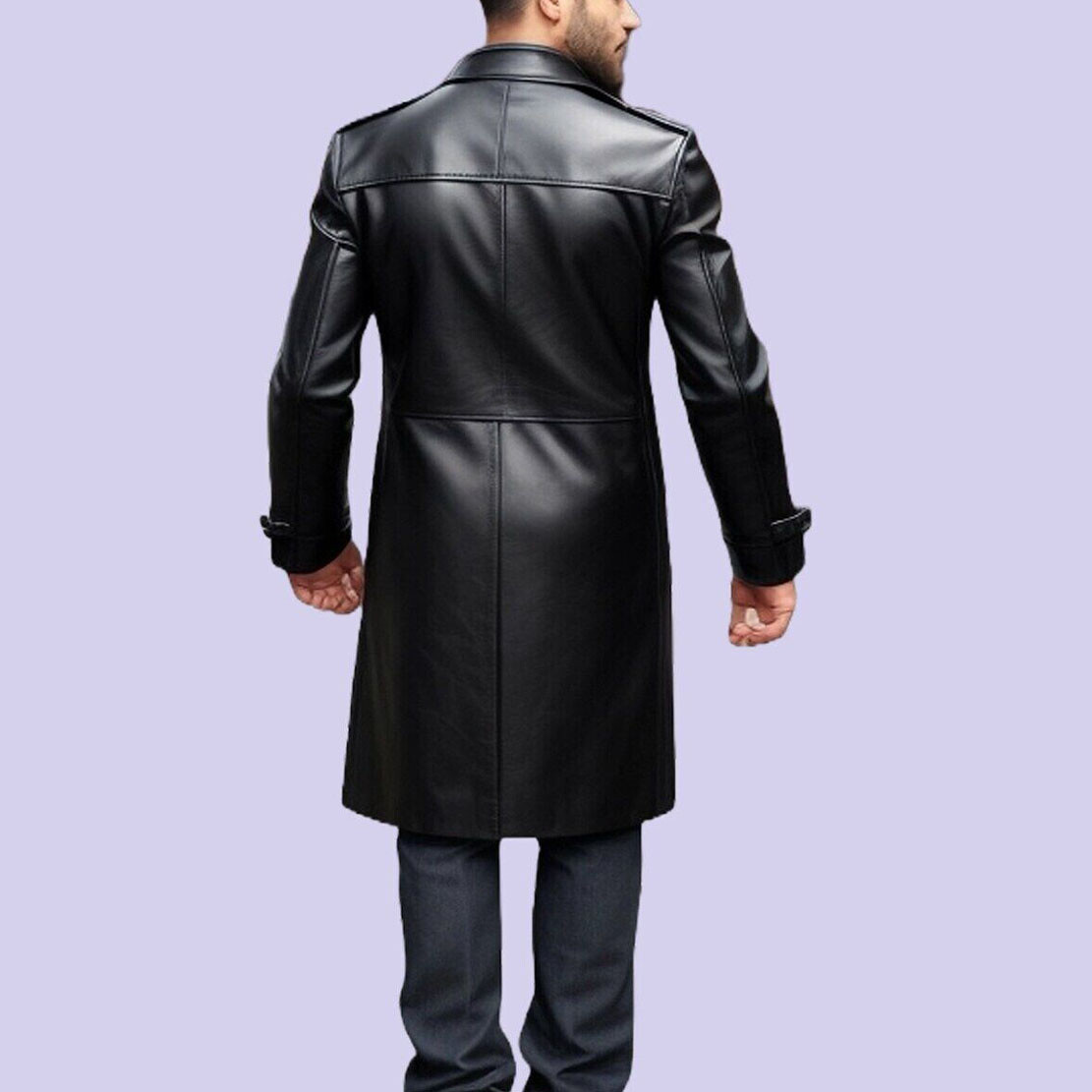 ジャケット・アウター LEATHER LONG coat Leather Coat Jacket for men Black Long Coat Genuine Lambskin | eBay