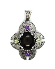 Carolyn Pollack Pendant Enhancer Amethyst Obsidian Sterling Silver Relios 888