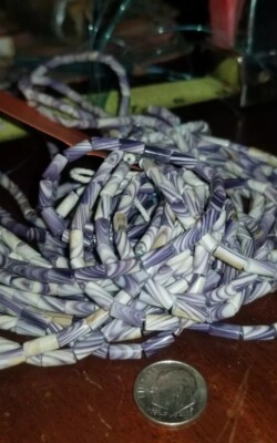  Vintage Authentic Purple White Quahog Wampum Rare Jewelry Beads- Strand of 50