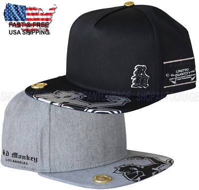 Red Monkey Rising Flat Visor Limited Unisex Trucker Hat Cap RM1414 | 2 Colors