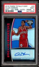 Allen Iverson 2016 Panini Totally Certified Numbers Auto Prime #23 (pop 1) PSA 9