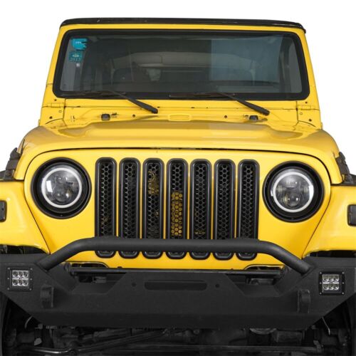 Hooke Road Front Headlight Round Cover Frame Bezels Fit Jeep Wrangler 97-06 TJ - Foto 2 di 9