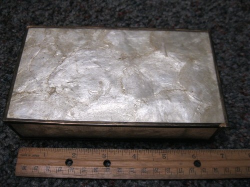 Vintage Capiz Shell Windowpane / brass Trinket Box | eBay