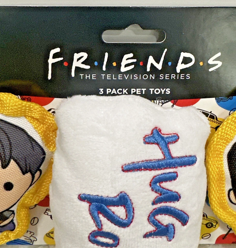 Friends Serie de TV Paquete de 3 JUGUETES CHIRRIANTES PARA PERROS Joey, Ross & Marcel, Abrazo y Rollo NUEVO Foto 2 de 4