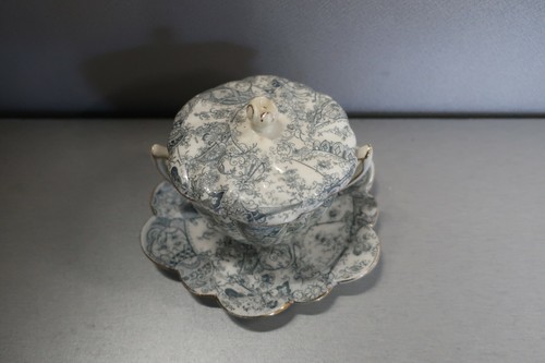 VINTAGE / ANTIKE CHAPMAN ENGLAND PORZELLAN BEDECKTE TASSE & UNTERTASSE DOPPELHENKEL - Bild 2 von 12