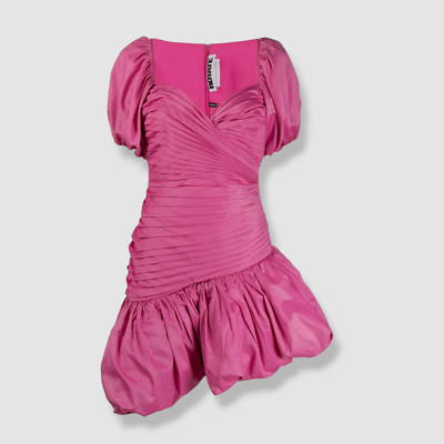 $470 ROTATE BIRGER CHRISTENSEN Women's Pink Ruched Asymmetric Dress Size 34/US 2