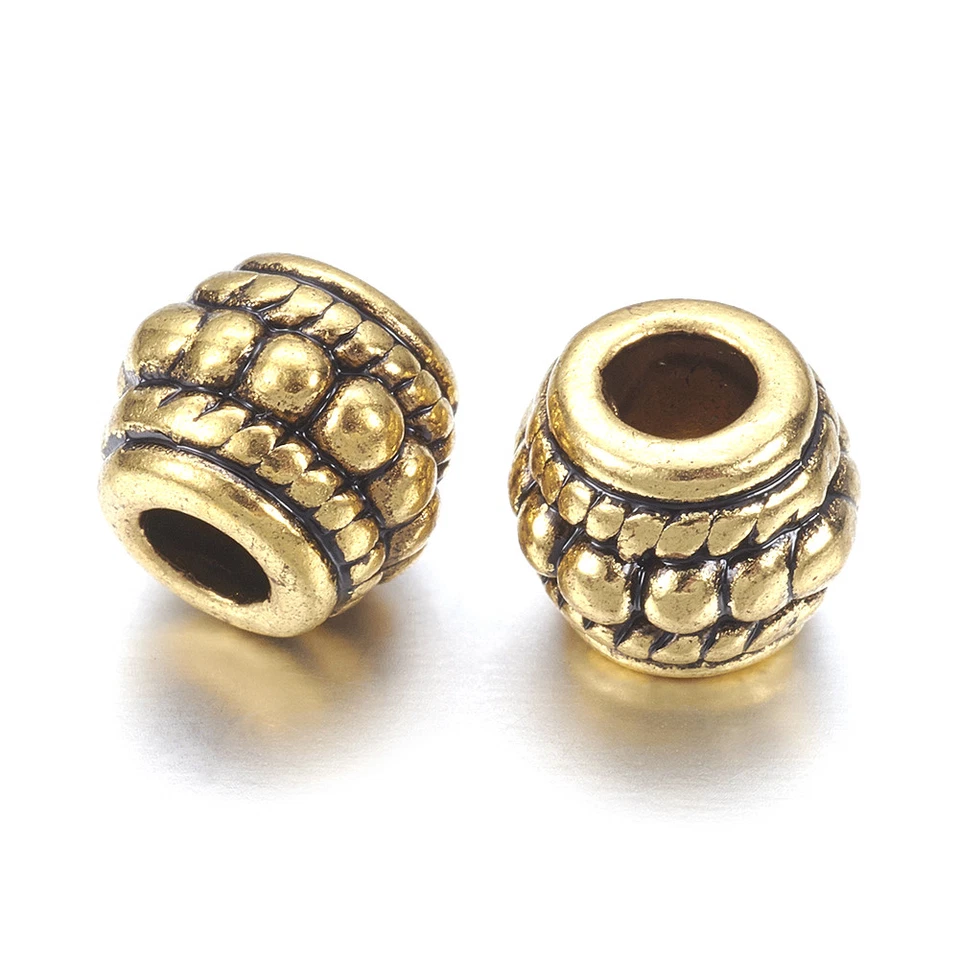 50pcs Tibetan Alloy Barrel Metal Beads Nickel Free Loose Spacer Antique Gold 8mm - Image 2 of 2