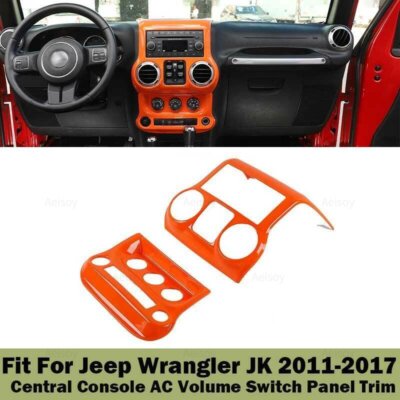 For Jeep Wrangler JK 2011-17 Orange Central Console AC Volume Switch Panel Trim