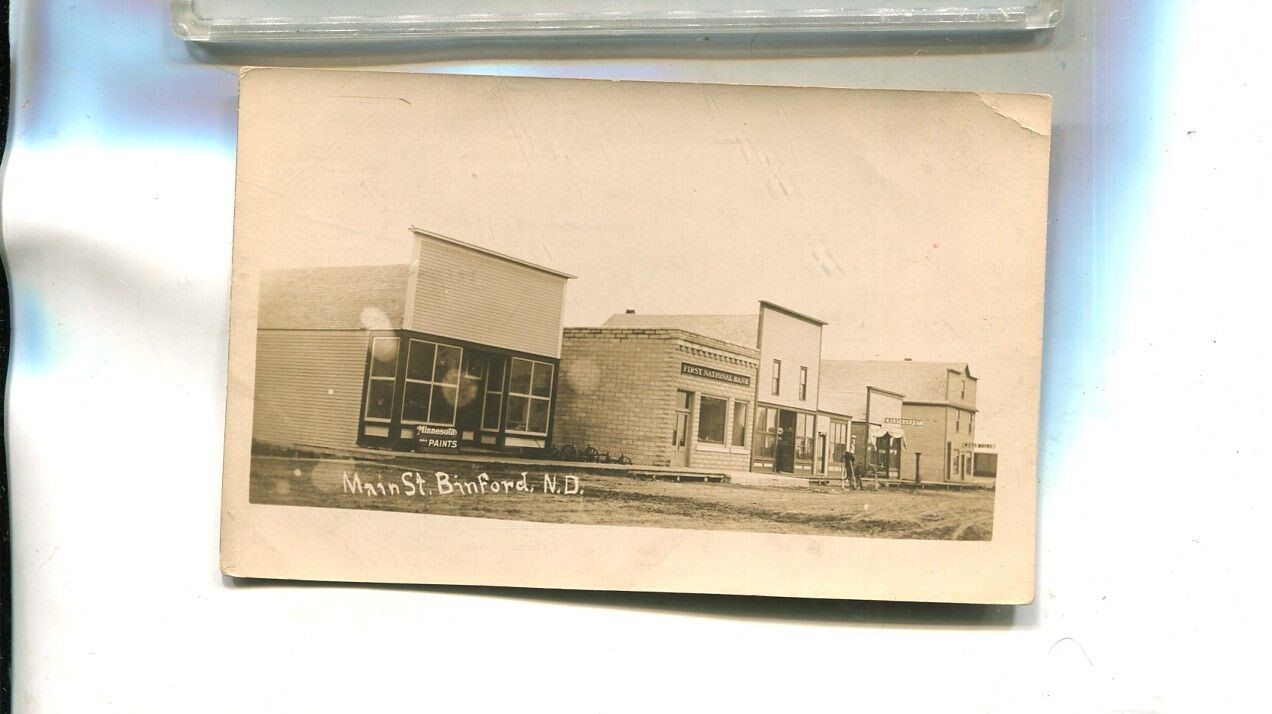 BINFORD NORTH DAKOTA BANK MAIN STREET REAL PHOTO POSTCARD 1909 1475R eBay