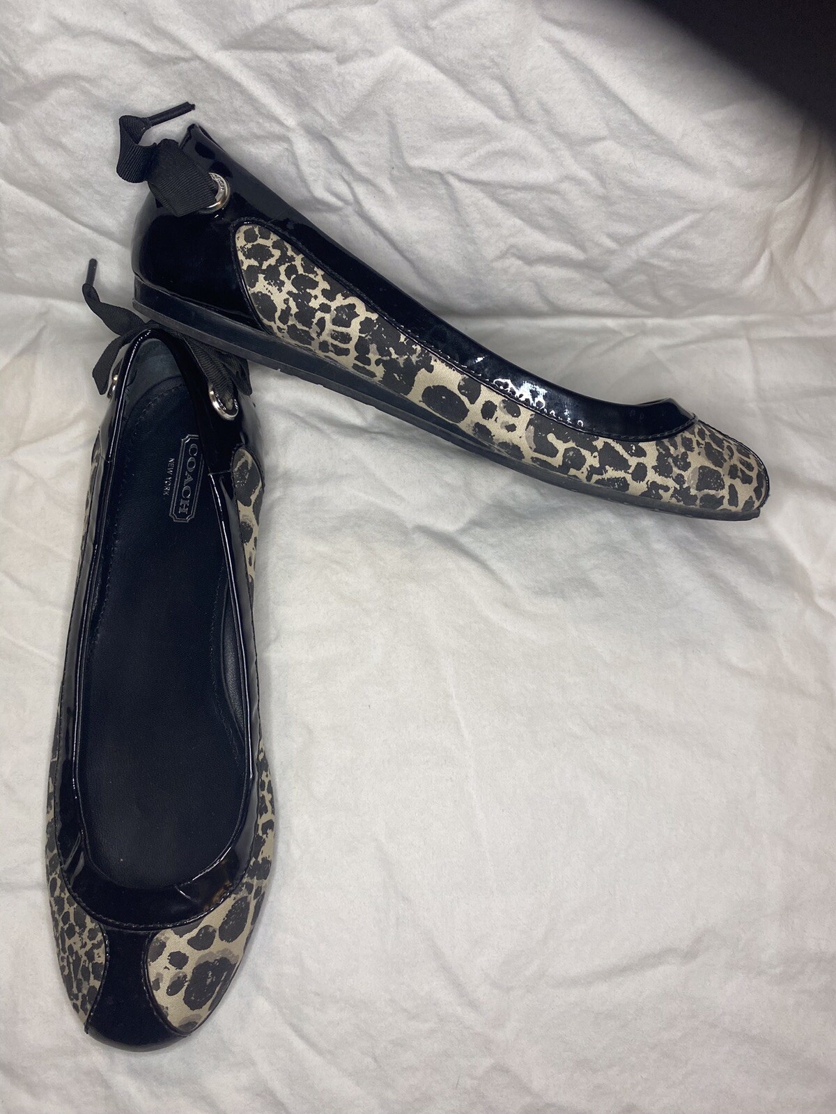 Coach Reagan Legacy Ballet Flats Black Patent Cheetah… Gem