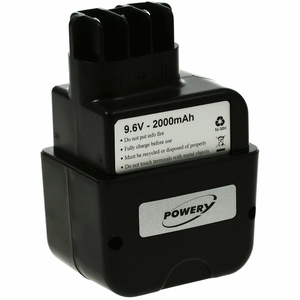 POWERY Akku für metabo Bohrschrauber BE AT 9,6/ 2R+L 9,6V 2000mAh/19,2Wh NiMH Schwarz