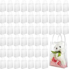50 Pcs Clear PVC Gift Bags with Handles Reusable Shopping Bags for Retail