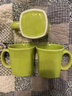 3 Lemongrass Green Fiesta Ware Square Bottom Mugs Homer Laughlin HLC