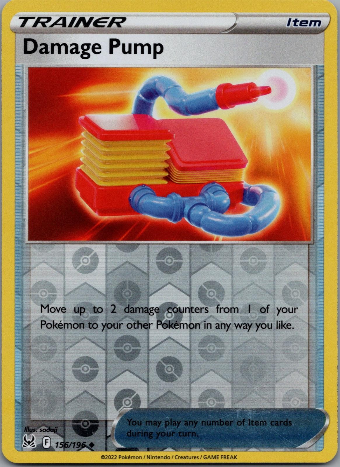 Damage Pump 156/196 UC Lost Origin Pokemon Reverse Holo Near Mint