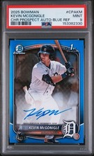2025 BOWMAN CHROME PRSPCT AUTOS BLUE REFRACTOR KEVIN MCGONIGLE /150 PSA 9 TIGERS