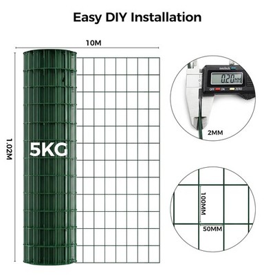PVC beschichtete Drahtzaunrolle verzinkt Gartengitterzaun Pflanzenstütze 1,02mx10m