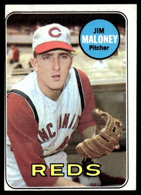 1969 Topps Baseball Card Jim Maloney Cincinnati Reds #362 EX Miscut