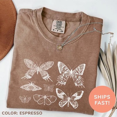 Vintage Butterfly Comfort Tee Soft Cotton Relaxed Fit Nature Gift