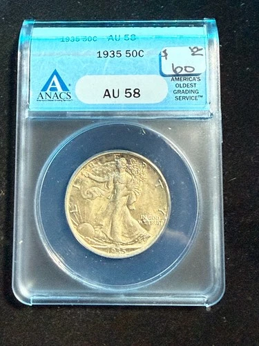 1935 WALKING LIBERTY HALF DOLLAR ANACS AU 58