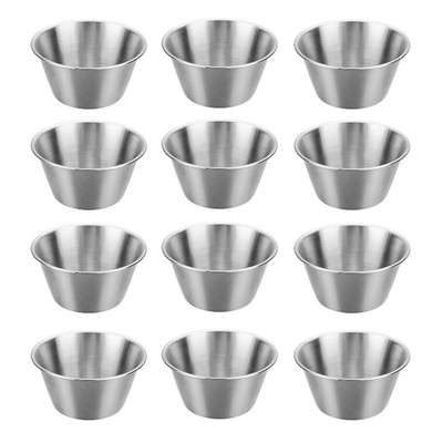 12 Pcs 2.5 oz Stainless Steel Sauce Pot Sauce Cups for Dipping Portion Condiment