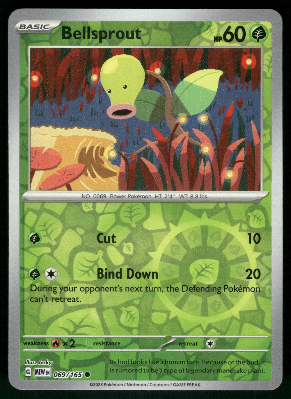 Bellsprout Scarlet & Violet 151 069/165 Common Reverse Holo Pokémon — English