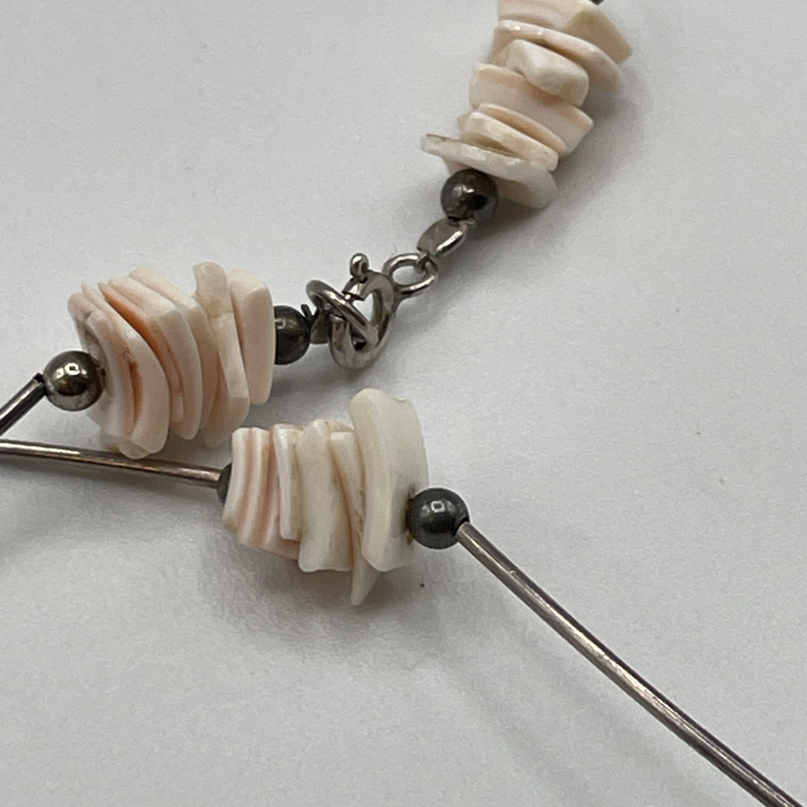 Sterling Silver Pink Patterned Sea Shell Choker N… - image 9