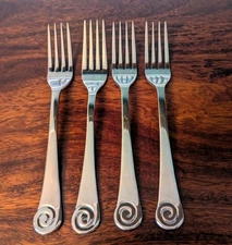 Robert Welch Ammonite Bright Glossy Set of 4 Dinner Forks Stainless Steel China