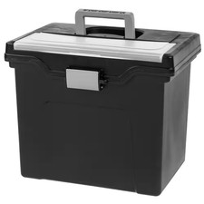 13.82 In. W X 11.71 In. H Portable Letter Size File Storage Box, Black Letter Si