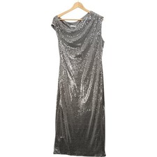 Quiz Sequin Dress UK16 Silver Grey Evening Party Gown BNWT Womenswear - Preloved
