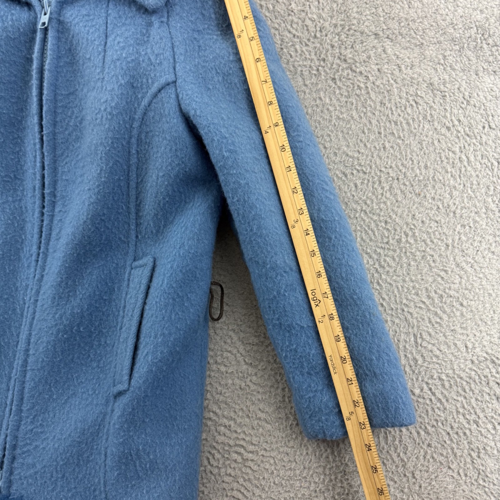 Vintage Hudson's Bay Coat Womens 10 Blue Point Blanket Wool 70s Hooded Zip Lined