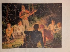 Pastime Puzzle Wood Jigsaw 65 Piece " Around The Campfire"