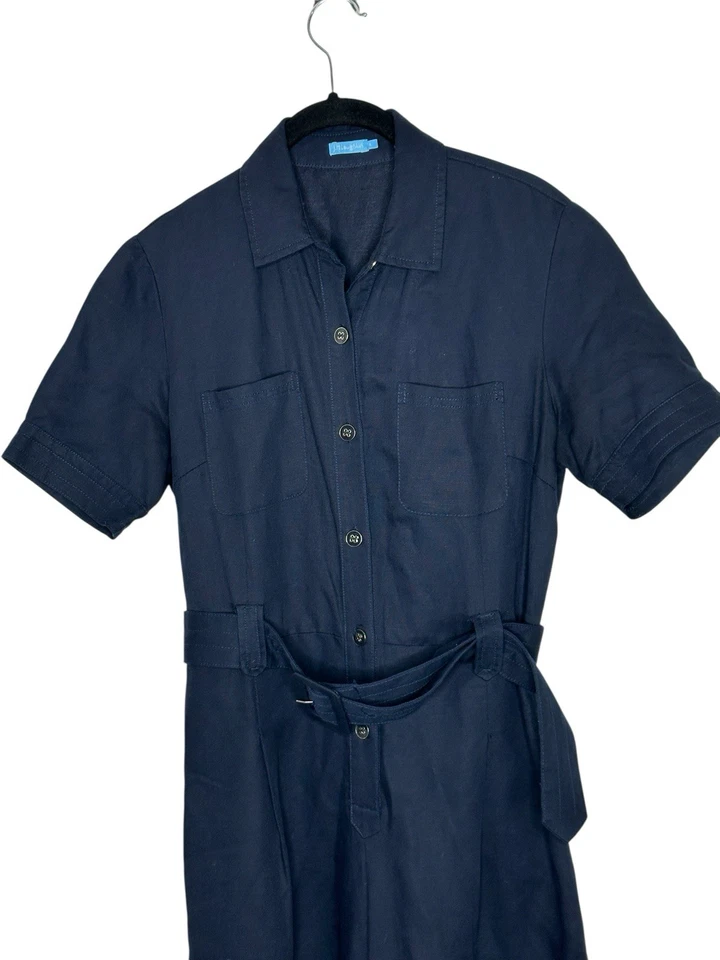 Mono para mujer J McLaughlin Eilidh mezcla de lino 4 cinturones pierna ancha azul de lujo Foto 4 de 4