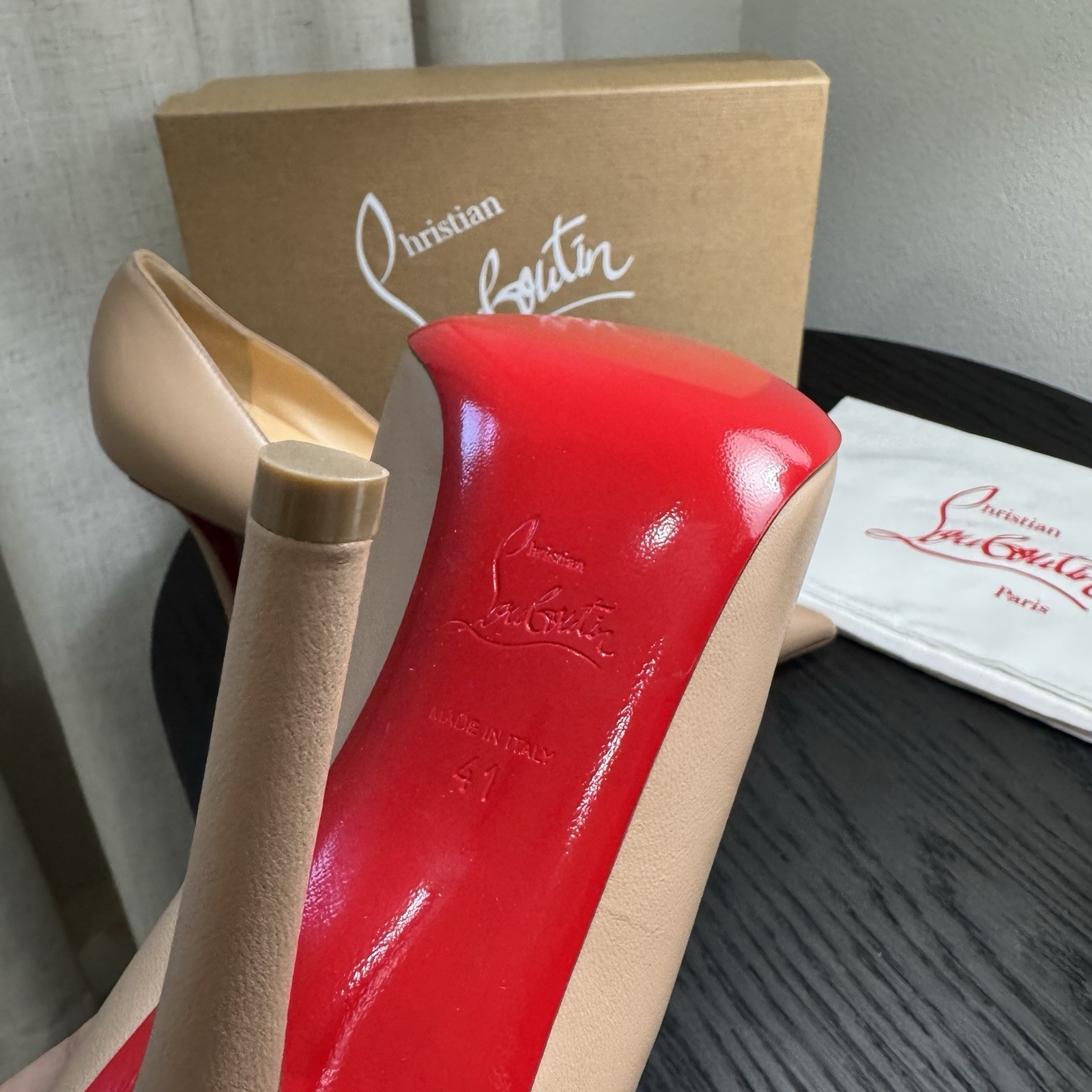 Christian Louboutin Apostrophy 100 Pumps Nappa Nude 41 image 7