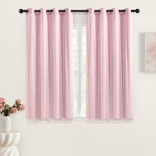 Light Pink Curtains for Bedroom, Girls Room Blackout Curtains, Kids Room Dark...