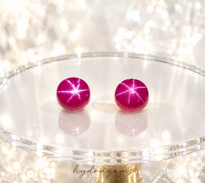 6 Rays Red Star Ruby Pair Cabochon Certified Natural Loose Gemstone Mozambique