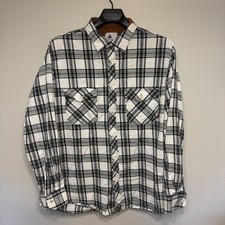 Men  s Buffalo Plaid Black and White Flannel Shirt Size Large