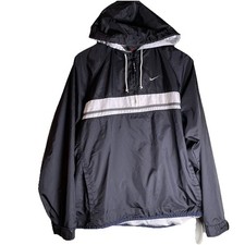 VTG Nike Swoosh Drill Anorak hoodie Windbreaker Jacket Size Youth Large 12-14