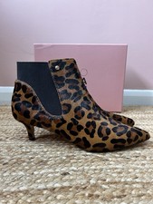 Moda In Pelle Qute Leopard Pony Hair Kitten Heel Boots Size 41 UK 8 With Box