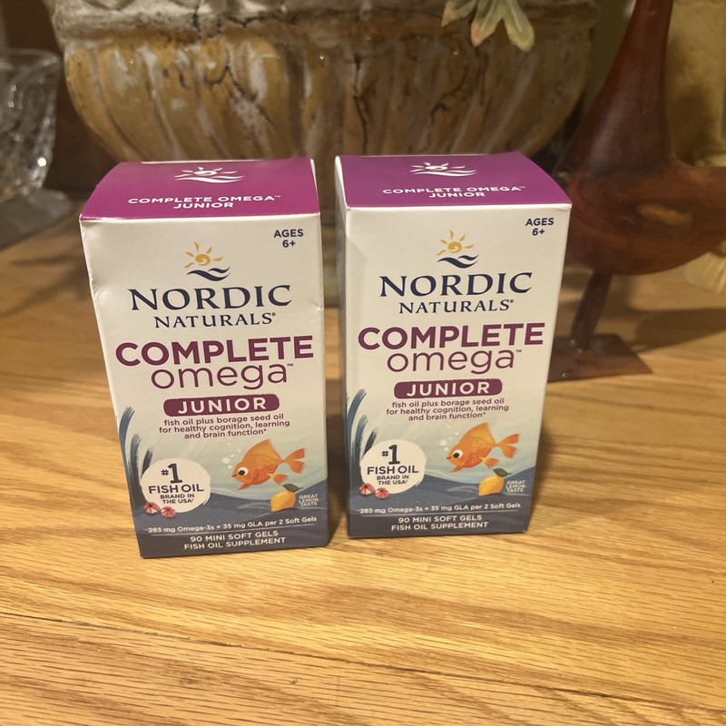 Nordic Naturals Complete Omega Junior. 2-boxes of 90 mini soft gels. Ex. 01/2029