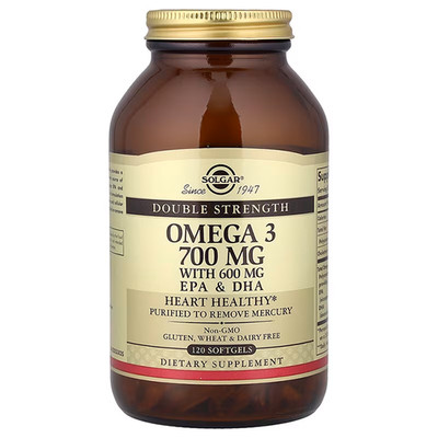 Omega-3 mit doppelter Stärke 700 mg 120 Weichkapseln Solgar
